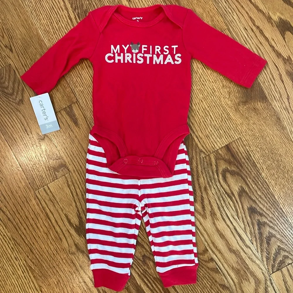 Carter’s My First Christmas Matching Set. Includes Shirt/Pants. Size 3 Months.